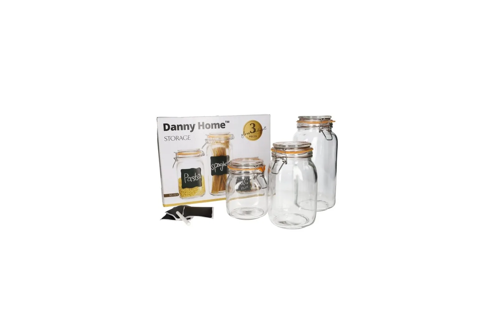Glass Storage Jars with Clip Top Lid 3 Pcs