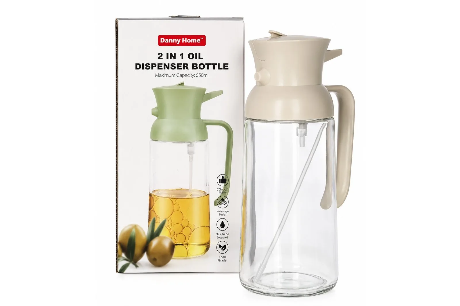 Glass 2-in-1 Oil Sprayer and Dispenser Bottle
