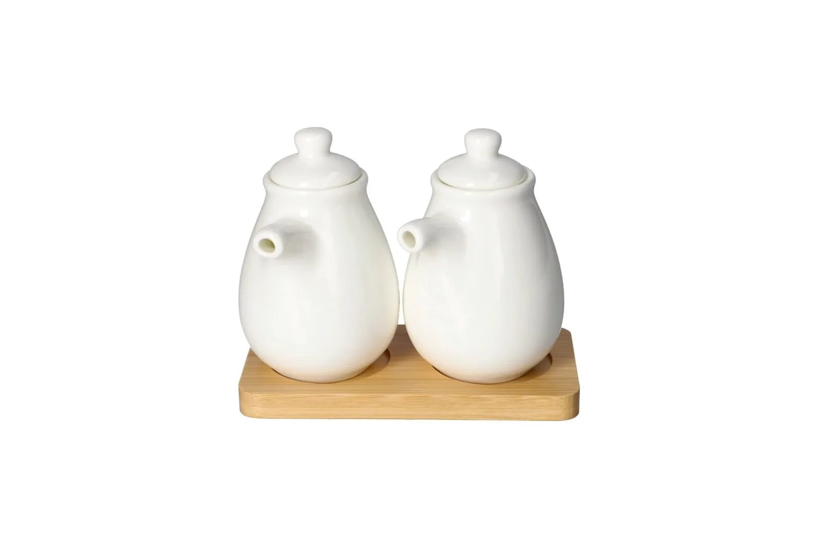 Porcelain Spice Jars Set with Bamboo Tray 190 ml