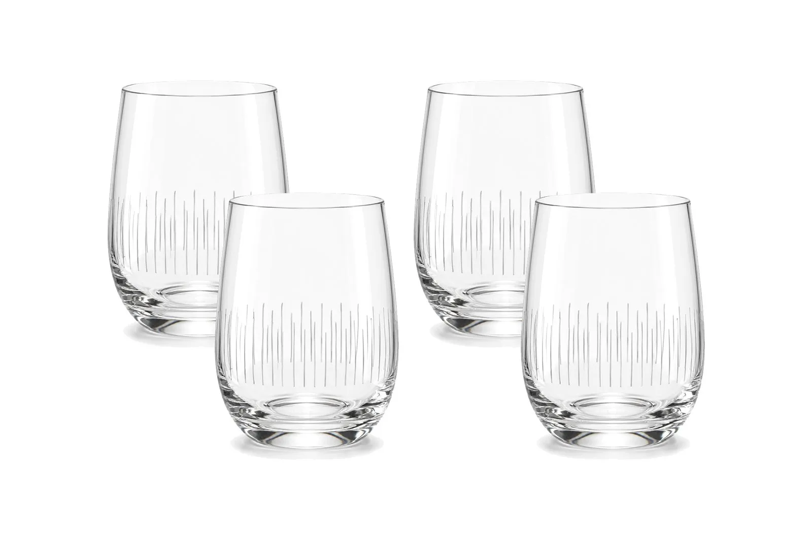 Clear Glass Tumbler Set 4 pcs – Etched Lines