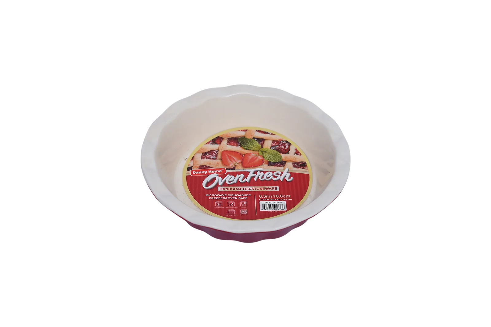 Porcelain Fluted Round Pie Dish Red