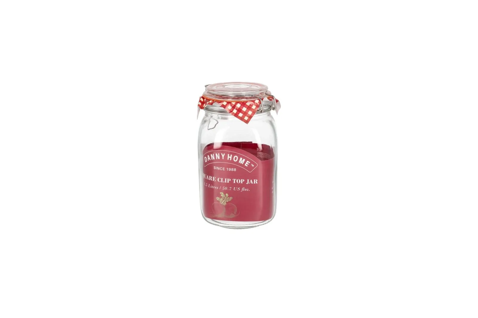 Square Glass Clip Top Jar 1.5 L
