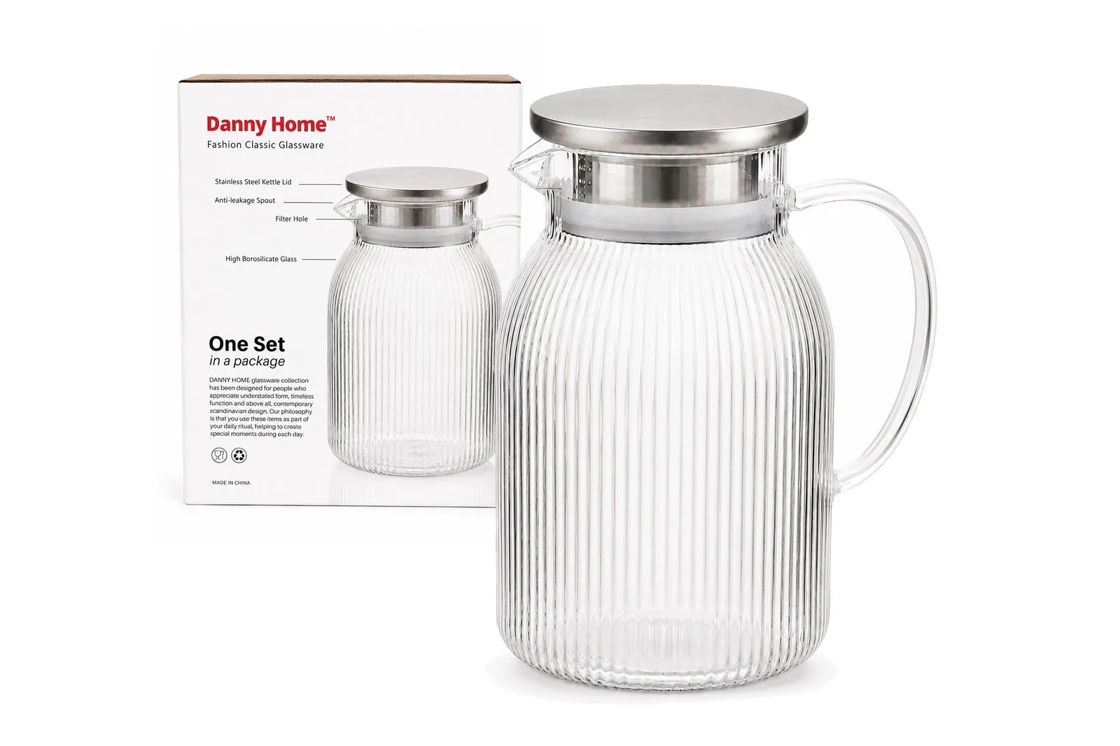 1130 ml Borosilicate Glass Teapot with Stainless Steel Lid