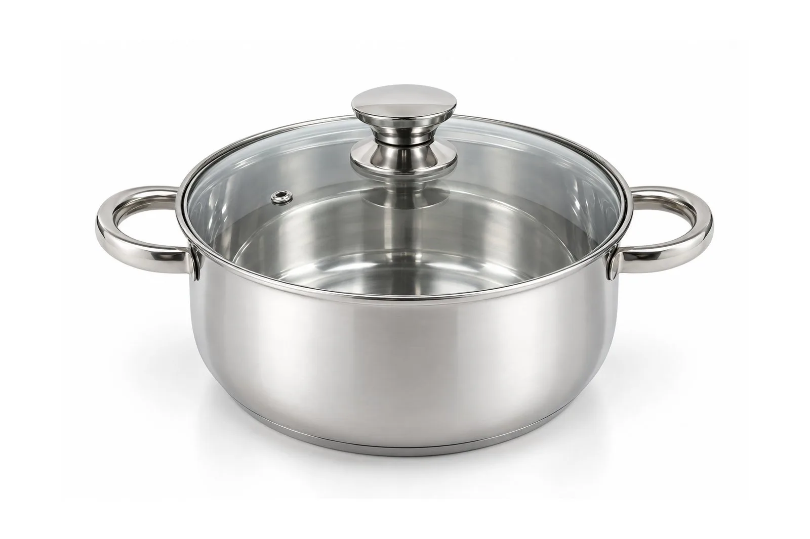 Stainless Steel Rounded Casserole with Glass Lid 20 cm – 3.6 L