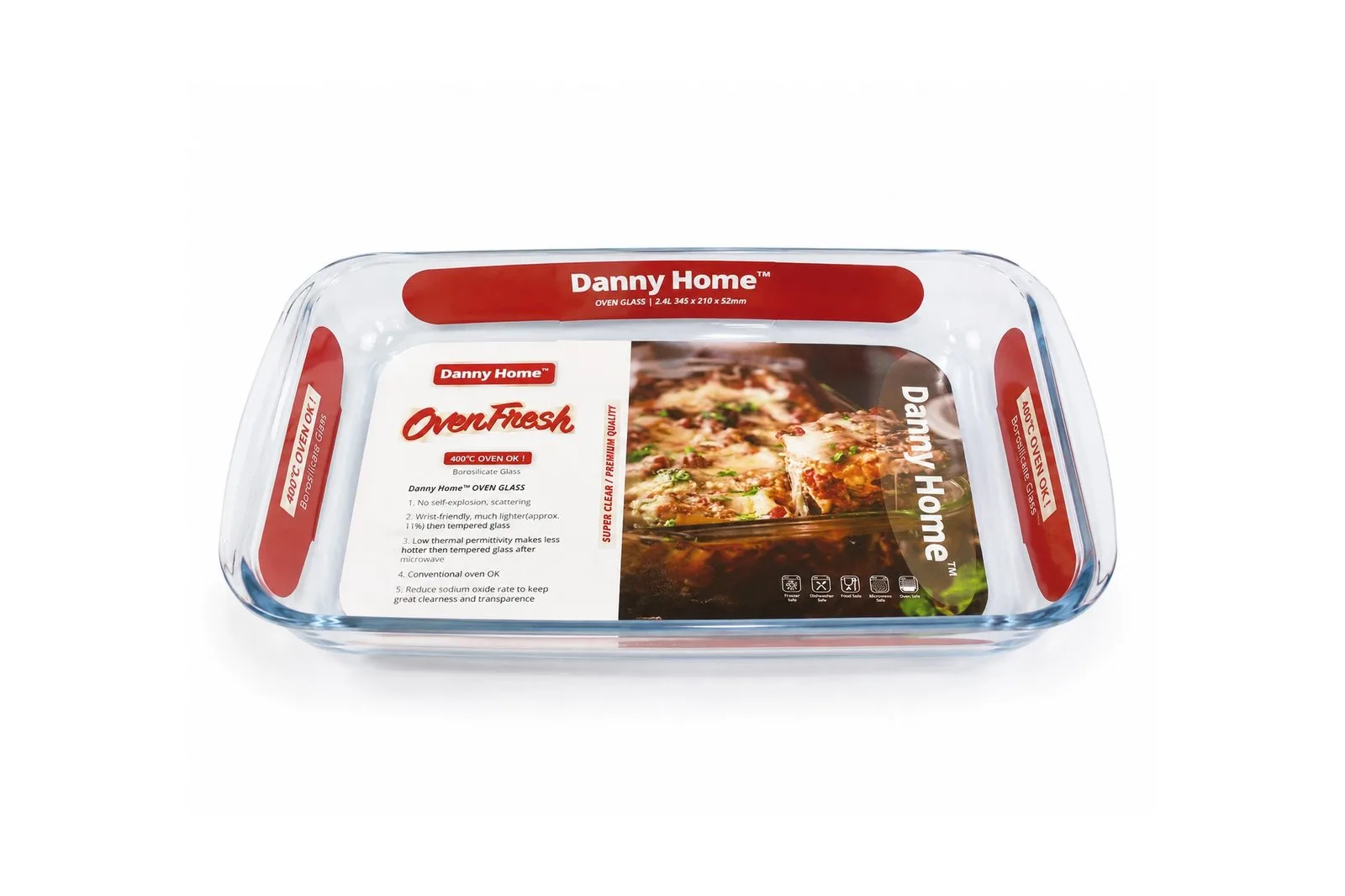 Rectangular Glass Baking Dish with Handles 1.8 L – 29.5 cm