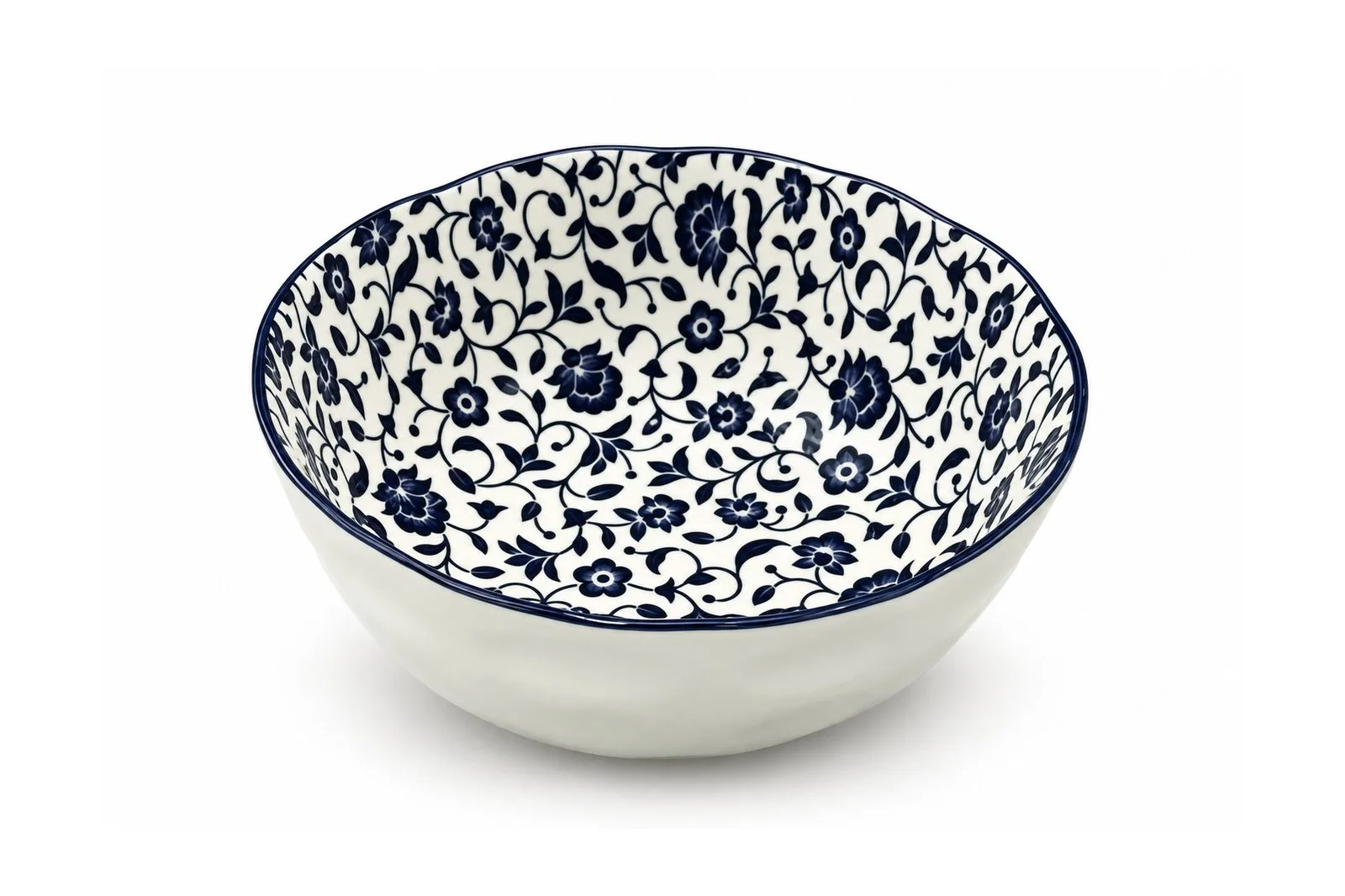 Porcelain Salad Bowl 9″ – 23 cm – White & Blue Floral