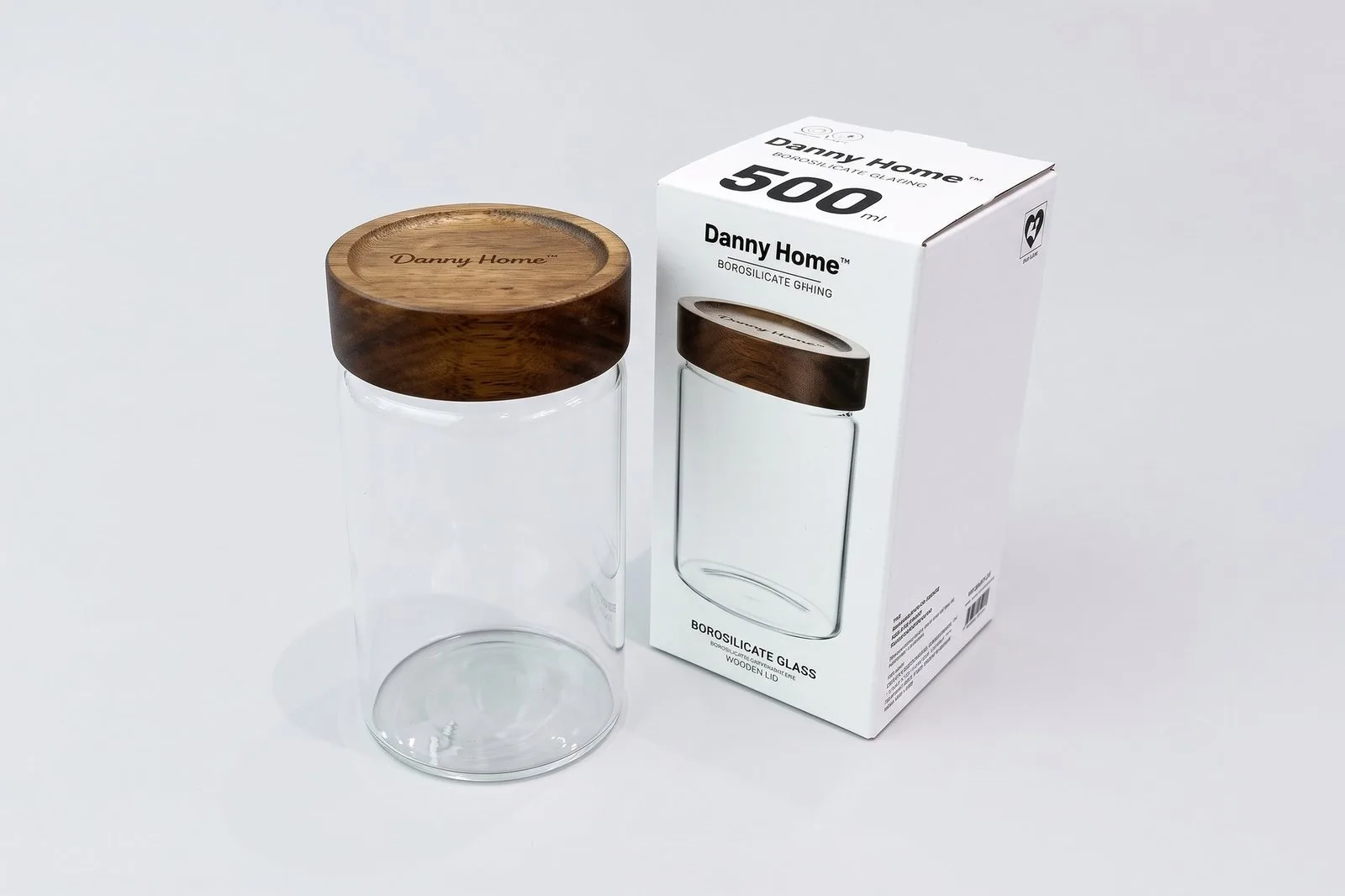 Glass Storage Jar with Wooden Lid 500 ml
