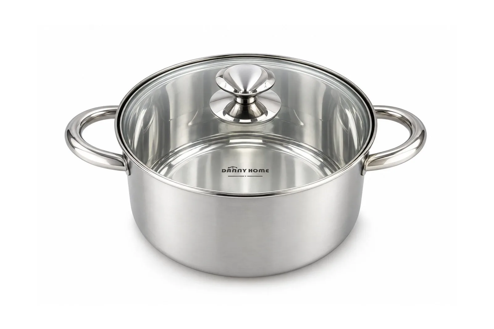 Stainless Steel Flower Knob Casserole with Glass Lid 18 cm – 2.7 L