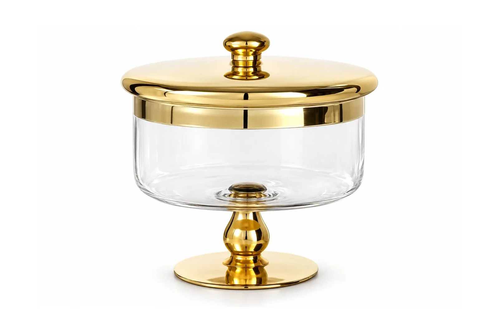 Glass Candy Jar with Gold Lid – Pedestal 18.7 cm