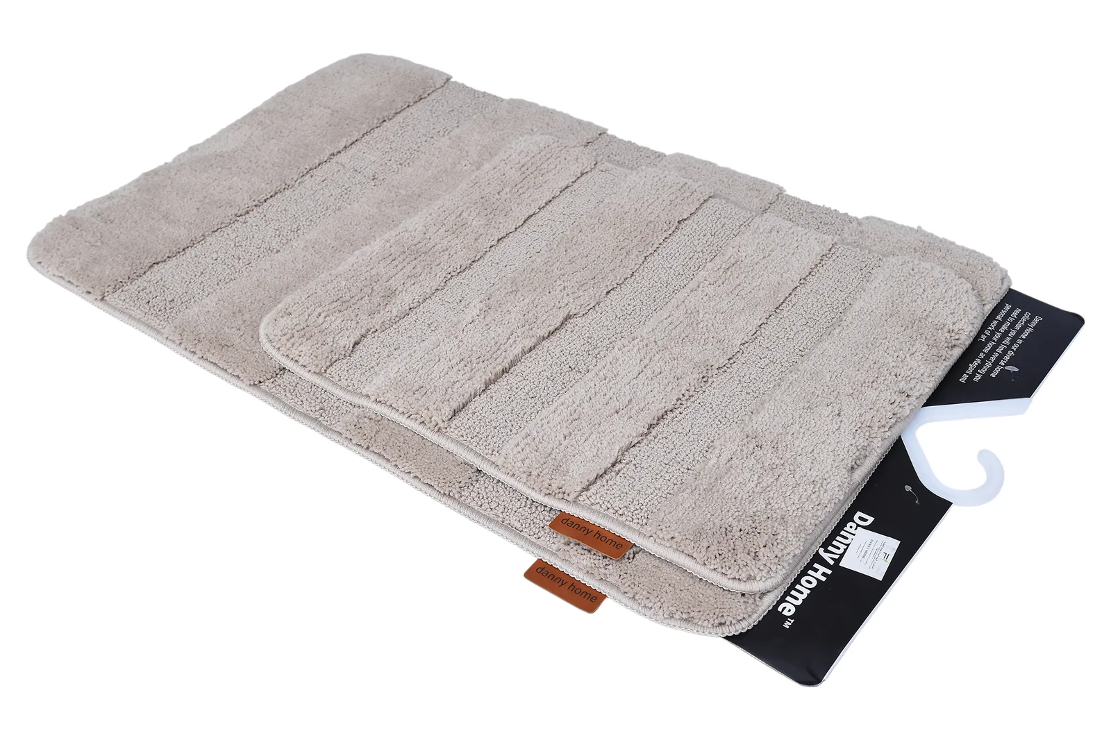 Non-Slip Mat Set 2 pcs 50 x 80 + 50 x 40 cm – Beige Striped
