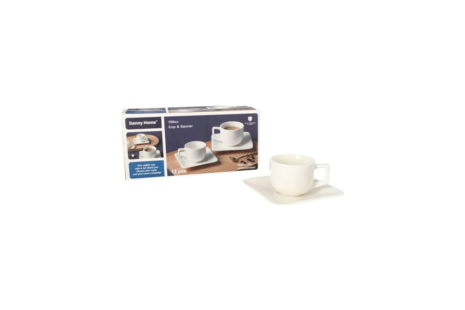 White Porcelain Cup and Saucer Set 12 Pcs