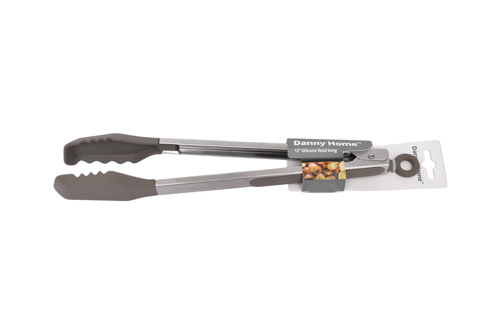Silicone Food Tongs with Stainless Steel Handle 32 cm – Grey