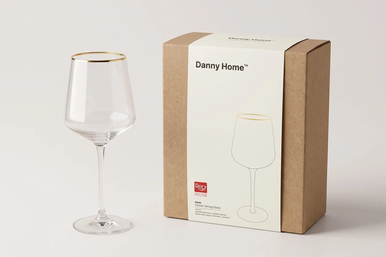 Stemmed Glass Set 2 pcs – Clear with Gold Rim