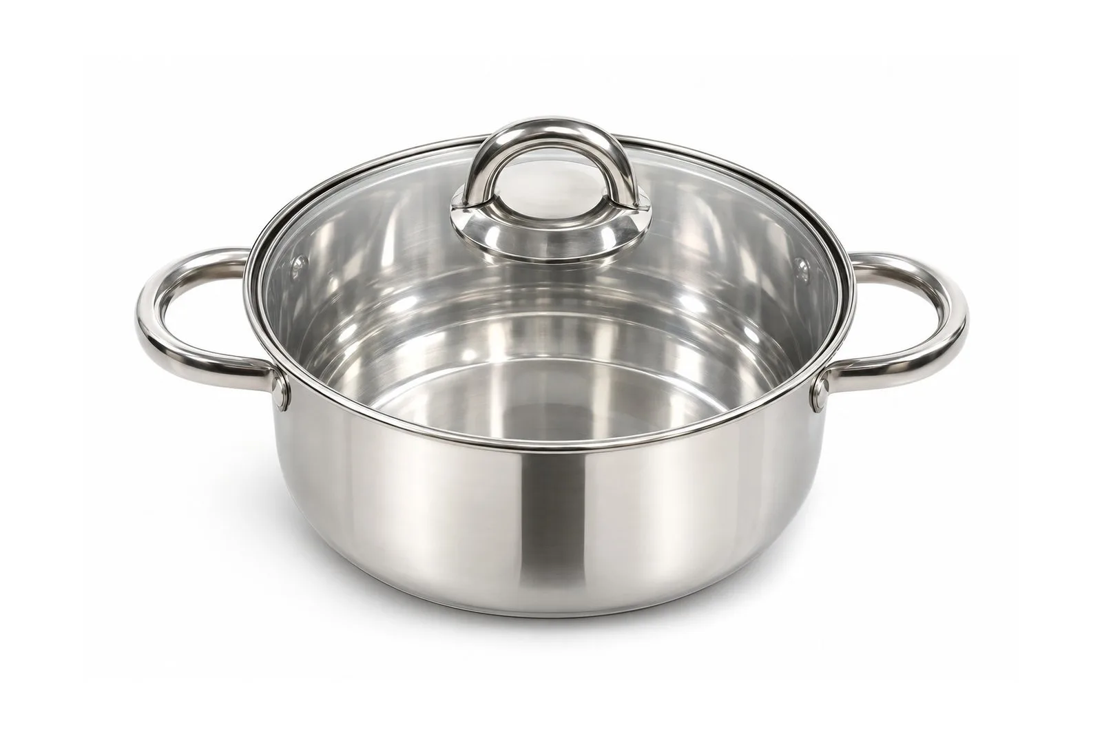 Stainless Steel Premium Polished Casserole with Glass Lid 22 cm – 4.5 L