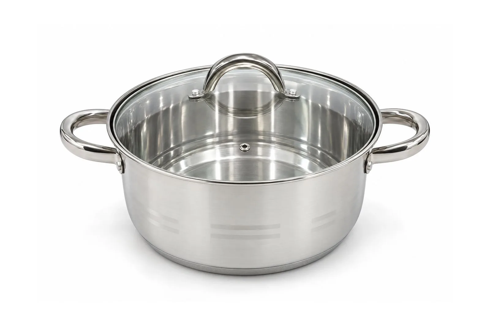 Stainless Steel Grooved Casserole with Glass Lid 24 cm – 5.8 L