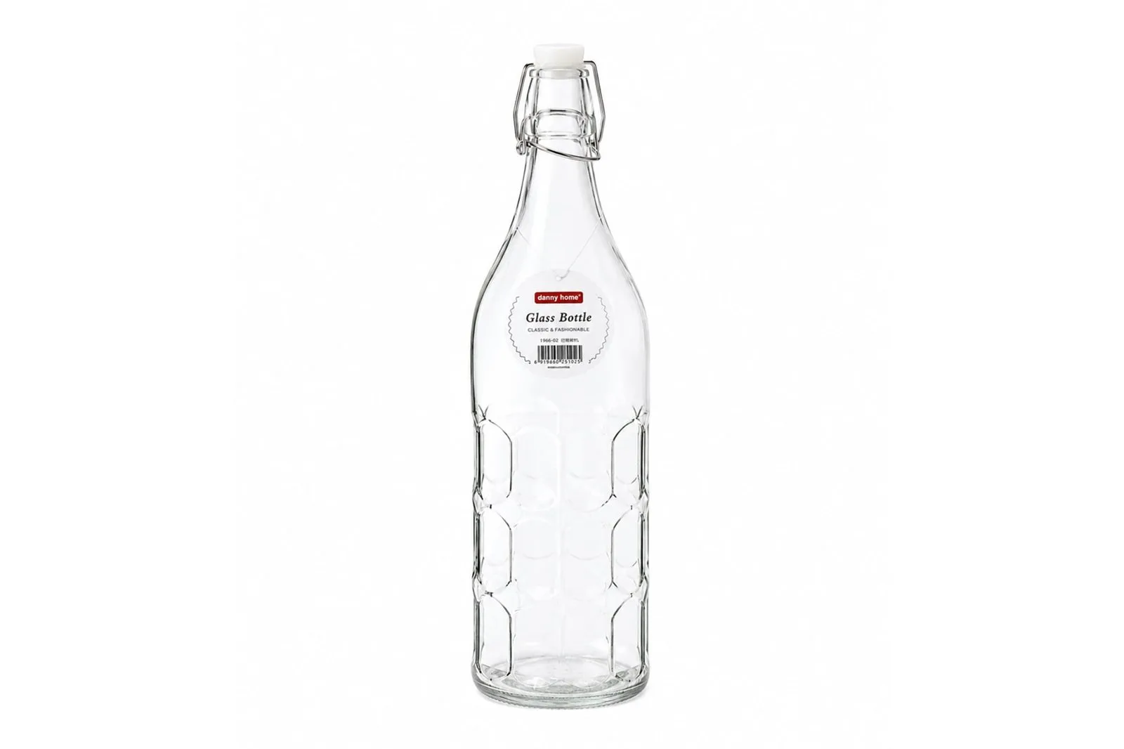 Glass Milk Bottle with Clip Stopper 1000 ml