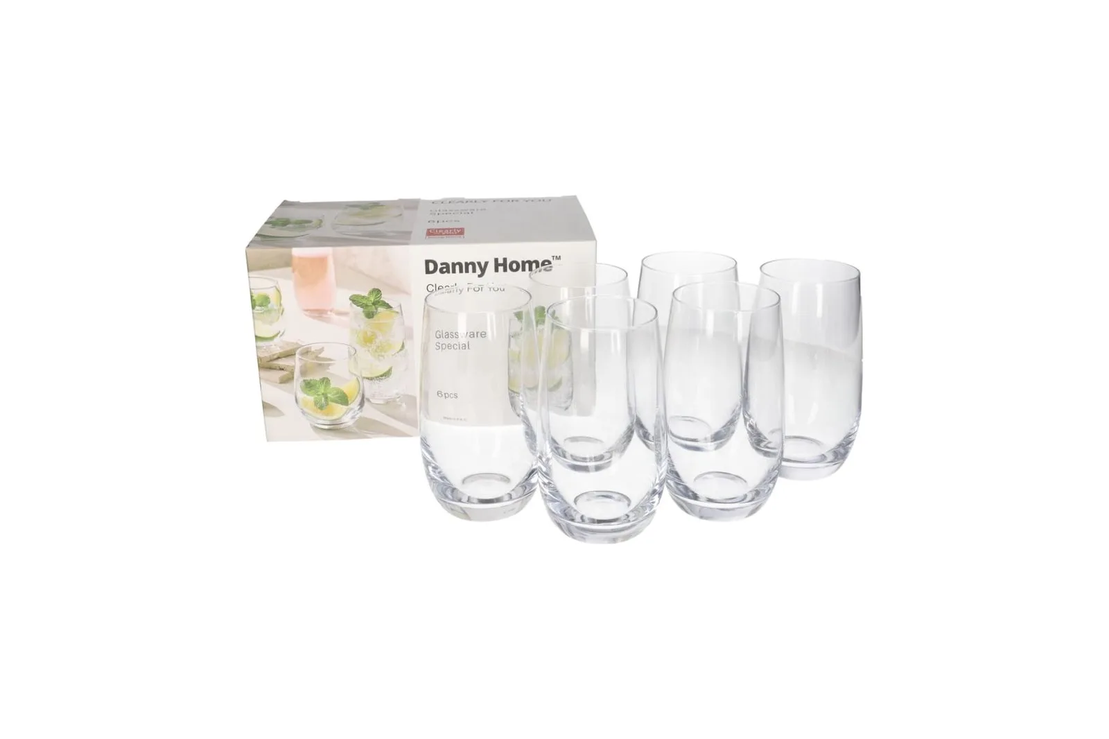 Tall Glass Tumblers Set Clear 6 Pcs 410 ml