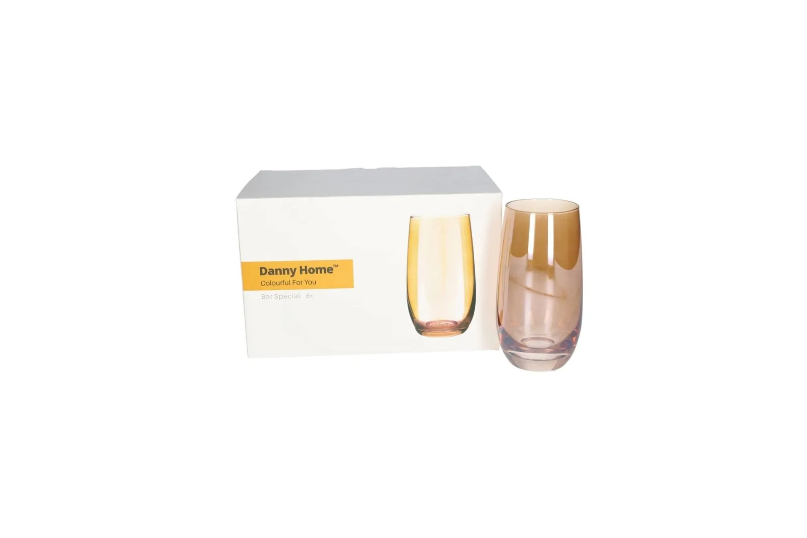 Tall Glass Tumblers Set Orange 6 Pcs 490 ml