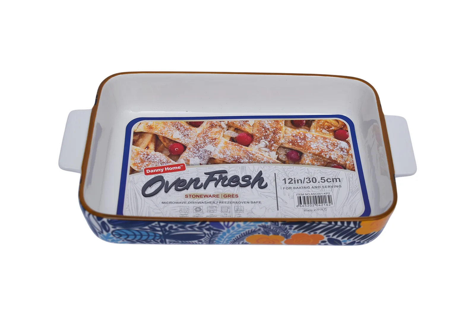 Porcelain Rectangular Baking Dish 12″ – 30.5 cm – Blue & Yellow Floral
