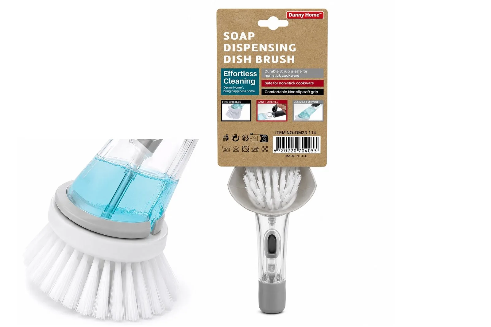 Long Handle Kitchen Cleaning Brush 25 cm – Grey