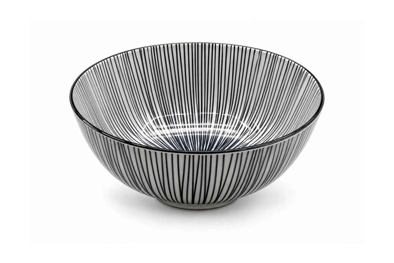 Porcelain Salad Bowl 8″ – 20 cm – Black & White Lines