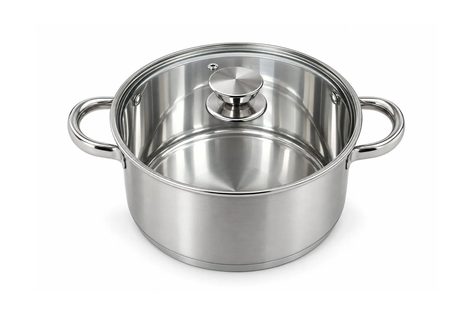 Stainless Steel Deep Casserole with Glass Lid 24 cm – 6.1 L