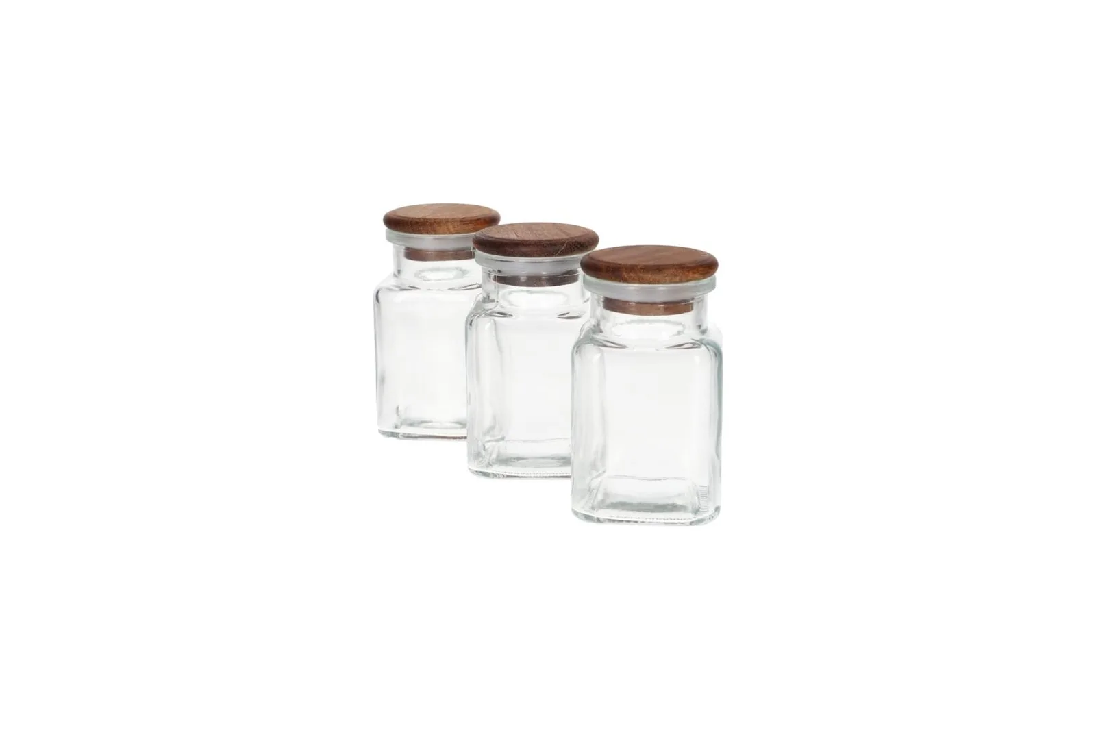 Glass Spice Jars Set with Acacia Stand 3 Pcs 75 ml