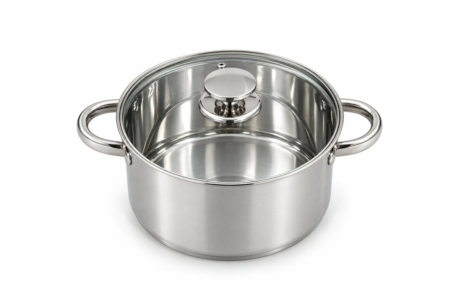 Stainless Steel Deep Casserole with Glass Lid 20 cm – 3.6 L