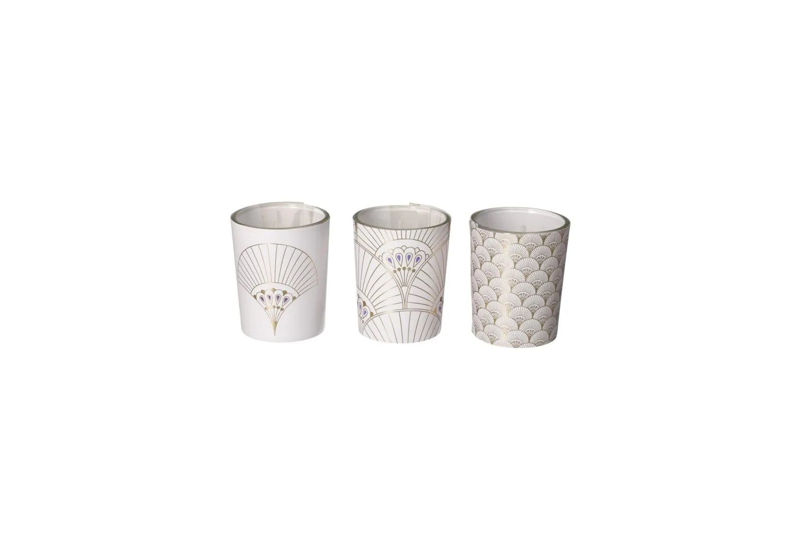 Vanilla Scented Glass Cup Candles Set 3 Pcs